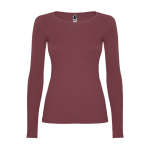 Damen-T-Shirt aus Baumwolle mit langen Ärmeln farbe mahagoni zweite Ansicht