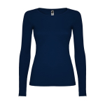 Damen-T-Shirt aus Baumwolle mit langen Ärmeln farbe marineblau zweite Ansicht