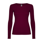 Damen-T-Shirt aus Baumwolle mit langen Ärmeln farbe granatrot zweite Ansicht