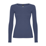Damen-T-Shirt aus Baumwolle mit langen Ärmeln farbe jeansblau zweite Ansicht