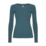 Damen-T-Shirt aus Baumwolle mit langen Ärmeln farbe blaugrau zweite Ansicht