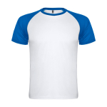 Sport-T-Shirt aus Polyester 140 g/m2 Roly Direct Indianapolis farbe weiß/blau zweite Ansicht