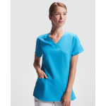 Damen-Kasack aus Polyester mit kurzen Ärmeln 170 g/m2 Roly Ferox farbe weiß erste Gebrauchsansicht