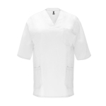 Kurzarm Unisex-Kasack aus Polyester 160 g/m2 Roly Panacea farbe weiß zweite Ansicht