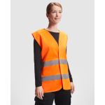 Warnweste mit reflektierenden Streifen und Klettverschluss Roly Sirio farbe neonorange erste Gebrauchsansicht