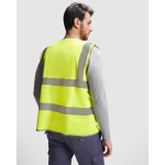 Warnweste mit Tasche und Reißverschluss aus Polyester Roly Polux farbe neongelb vierte Gebrauchsansicht