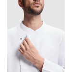 Langärmelige Kochjacke aus Polyester, 150 g/m2 Roly Dabiz farbe weiß zweite Detailansicht