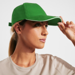 5-Panel-Kappe mit kontrastfarbiger Schirmunterseite, 170 g/m2 farbe türkis erste Detailansicht