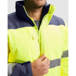 Wattierte Warnschutz-Parka mit Kapuze, 400 g/m2 Roly Epsylon farbe neongelb zweite Detailansicht