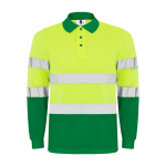 Langärmliges technisches Warnschutz-Poloshirt, 170 g/m2 Roly Polaris farbe grün zweite Ansicht
