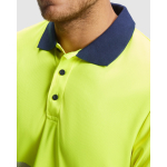 Arbeits-Poloshirt als Giveaway aus Polyester 170 g/m2 Roly Vega farbe neongelb erste Detailansicht