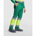 Lange Arbeits-Multitaschenhose mit Sichtbarkeit 235 g/m2 Roly Enix farbe grün dritte Gebrauchsansicht