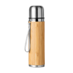 Thermoflasche aus Stahl mit Bambusbeschichtung, 420 ml farbe silber erste Gebrauchsansicht