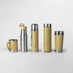 Thermoflasche aus Stahl mit Bambusbeschichtung, 420 ml farbe silber dritte Detailansicht