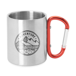 Metallbecher mit doppelwandiger Isolierung und Karabinerhenkel farbe rot vierte Detailansicht