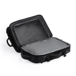 Erweiterbarer Reiserucksack aus PU-Leder mit Laptopfach für 17” farbe schwarz zweite Detailansicht