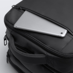 Erweiterbarer Reiserucksack aus PU-Leder mit Laptopfach für 17” farbe schwarz vierte Detailansicht