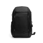Nylon Rucksack mit USB Anschluss und gepolsterter Rückenpartie farbe schwarz zweite Ansicht