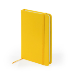 Notizblock mit Hardcover aus Kunstleder und Lesezeichen, A5 farbe gelb erste Gebrauchsansicht