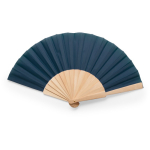 Fächer in verschiedenen Farben mit Polyesterstoff und Holzstäbchen farbe marineblau zweite Ansicht