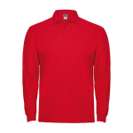 Langarm-Poloshirt aus Baumwolle 220 g/m2 Roly Direct Estrella farbe rot zweite Ansicht