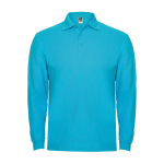 Langarm-Poloshirt aus Baumwolle 220 g/m2 Roly Direct Estrella farbe türkis zweite Ansicht