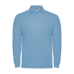 Langarm-Poloshirt aus Baumwolle 220 g/m2 Roly Direct Estrella farbe hellblau zweite Ansicht
