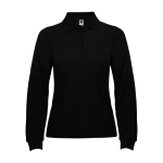 Damen-Poloshirt aus Baumwolle, Langarm 220 g/m2 Roly Direct Estrella farbe schwarz zweite Ansicht