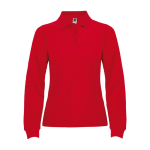 Damen-Poloshirt aus Baumwolle, Langarm 220 g/m2 Roly Direct Estrella farbe rot zweite Ansicht