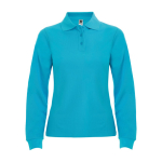 Damen-Poloshirt aus Baumwolle, Langarm 220 g/m2 Roly Direct Estrella farbe türkis zweite Ansicht