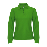 Damen-Poloshirt aus Baumwolle, Langarm 220 g/m2 Roly Direct Estrella farbe waldgrün zweite Ansicht