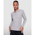 Damen-Poloshirt aus Baumwolle, Langarm 220 g/m2 Roly Direct Estrella farbe marineblau erste Gebrauchsansicht