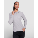 Damen-Poloshirt aus Baumwolle, Langarm 220 g/m2 Roly Direct Estrella farbe marineblau vierte Gebrauchsansicht