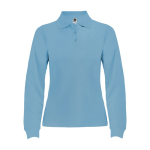Damen-Poloshirt aus Baumwolle, Langarm 220 g/m2 Roly Direct Estrella farbe hellblau zweite Ansicht