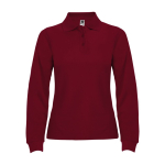 Damen-Poloshirt aus Baumwolle, Langarm 220 g/m2 Roly Direct Estrella farbe granatrot zweite Ansicht