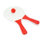 Strandtennis-Set mit 2 Holzschlägern und 1 Ball farbe rot erste Gebrauchsansicht