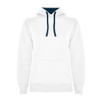 Slim Fit Sweatshirt für Damen aus Baumwolle 280 g/m2 Roly Direct Urban farbe weiß/blau zweite Ansicht