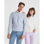 Pullover aus Baumwolle mit Rippbündchen 280 g/m² Roly Direct Clasica farbe verwaschenes blau zweite Detailansicht