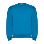 Pullover aus Baumwolle mit Rippbündchen 280 g/m2 Roly Direct Clasica farbe cyan-blau zweite Ansicht