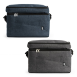 XL-Kühltasche aus RPET-Polyester mit Doppelkammer und Außentasche farbe mattschwarz fünfte Detailansicht