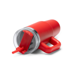 Thermoflasche aus recyceltem Edelstahl mit Strohhalm 870 ml farbe rot erste Detailansicht