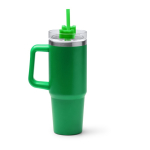 Thermoflasche aus recyceltem Edelstahl mit Strohhalm 870 ml farbe grün zweite Ansicht