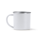Tasse aus recyceltem Edelstahl mit silbernem Rand und Innenraum 350 ml farbe weiß zweite Ansicht