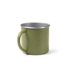 Tasse aus recyceltem Edelstahl mit silbernem Rand und Innenraum 350 ml farbe weiß erste Gebrauchsansicht