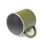 Tasse aus recyceltem Edelstahl mit silbernem Rand und Innenraum 350 ml farbe weiß erste Detailansicht