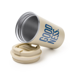 Thermobecher aus Edelstahl mit auslaufsicherem Schraubdeckel, 450 ml farbe beige erste Detailansicht