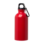 Recycelte Edelstahlflasche mit Karabiner 400ml farbe rot zweite Vorderansicht