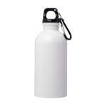 Recycelte Edelstahlflasche mit Karabiner 400ml farbe weiß zweite Vorderansicht