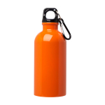 Recycelte Edelstahlflasche mit Karabiner 400ml farbe orange zweite Vorderansicht
