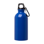 Recycelte Edelstahlflasche mit Karabiner 400ml farbe köngisblau zweite Vorderansicht